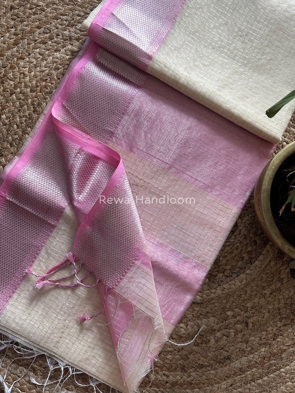 Maheshwari Silver Zari Checks Silk Saree