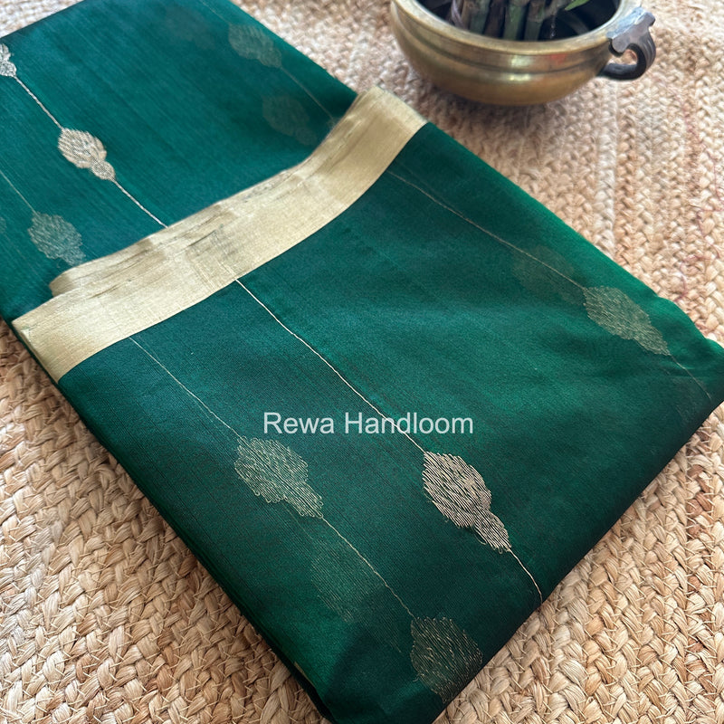 Green Chanderi Jhumka Butti Katan Silk Saree CJBS01