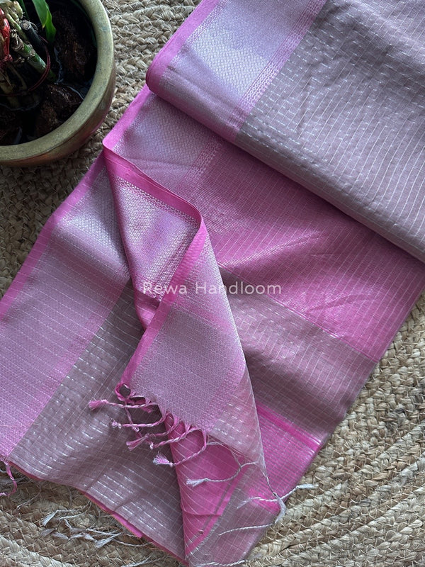 Maheshwari Silver Zari Checks Silk Saree