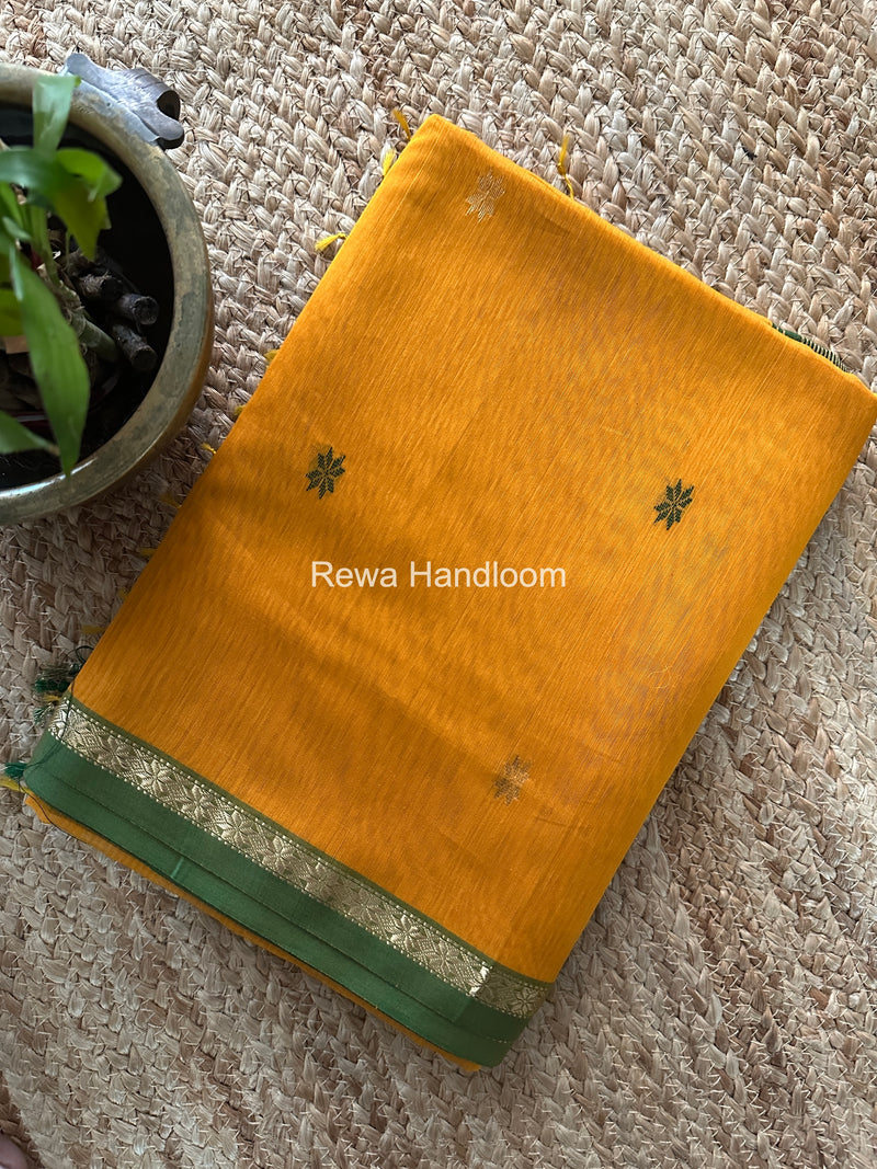 Mango Yellow Star Butti Maheshwari Saree SSB027