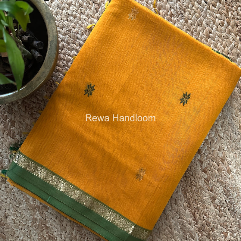 Mango Yellow Star Butti Maheshwari Saree SSB027