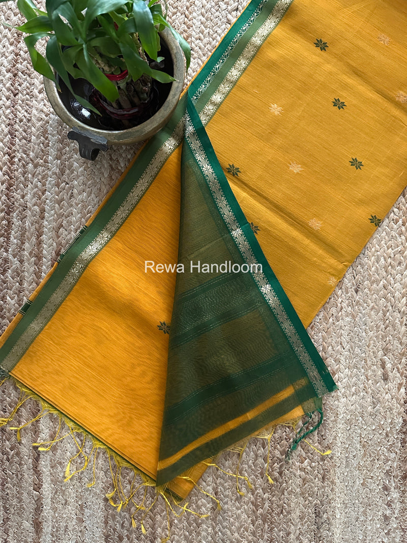 Mango Yellow Star Butti Maheshwari Saree SSB027