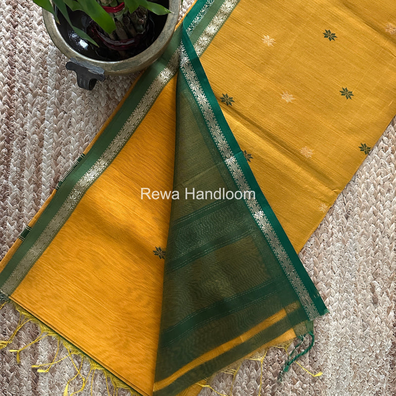 Mango Yellow Star Butti Maheshwari Saree SSB027