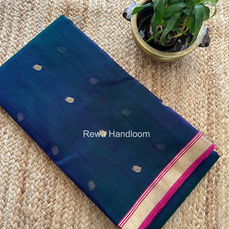 Blue Chanderi Butta Katan Silk Saree CBSS06