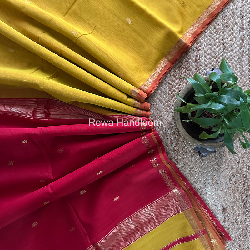 Mustard Yellow Star Butti Maheshwari Saree SSB029