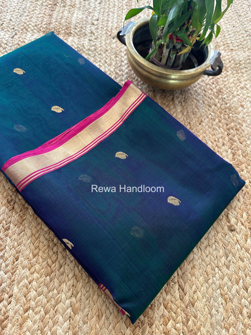 Blue Chanderi Butta Katan Silk Saree CBSS06