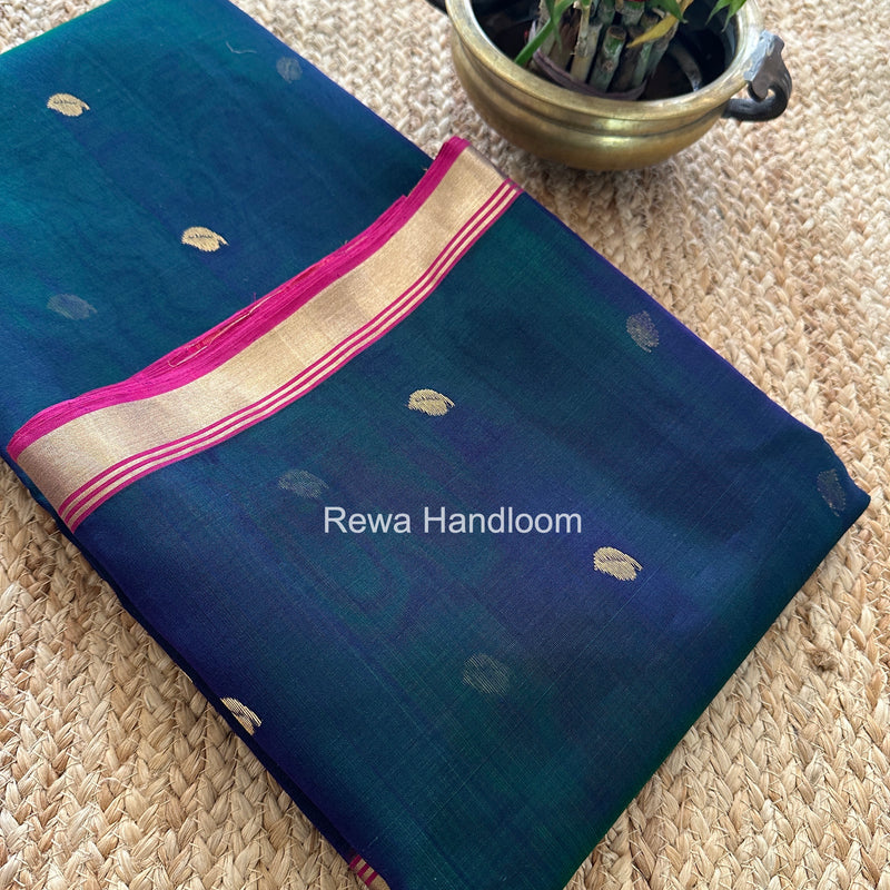 Blue Chanderi Butta Katan Silk Saree CBSS06