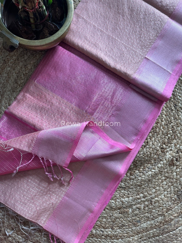 Maheshwari Silver Zari Checks Silk Saree