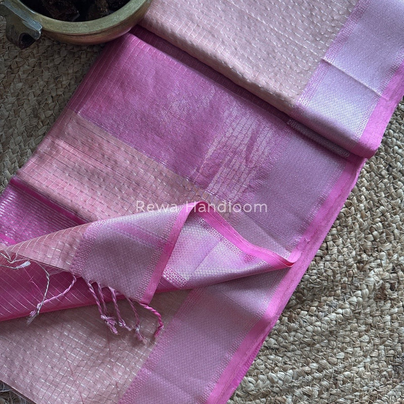 Maheshwari Silver Zari Checks Silk Saree