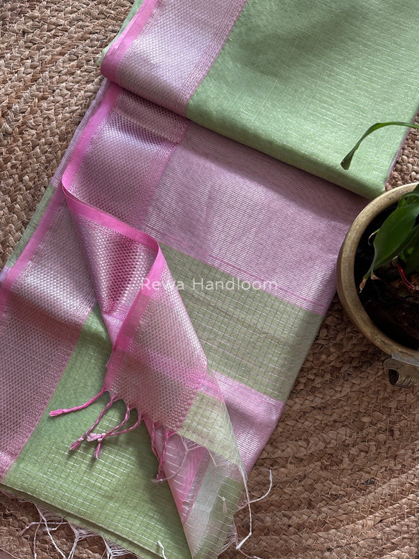 Maheshwari Silver Zari Checks Silk Saree