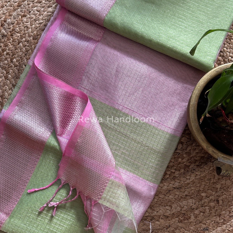 Maheshwari Silver Zari Checks Silk Saree