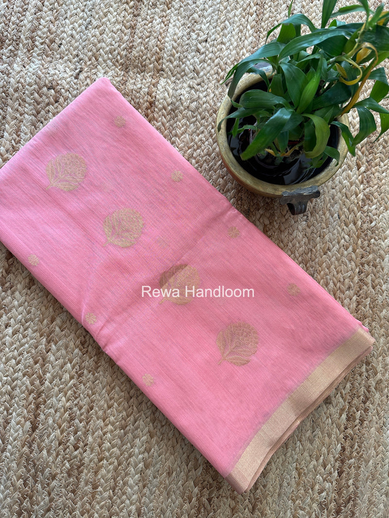 Baby Pink Chanderi Butta Zari Border Saree BSC09