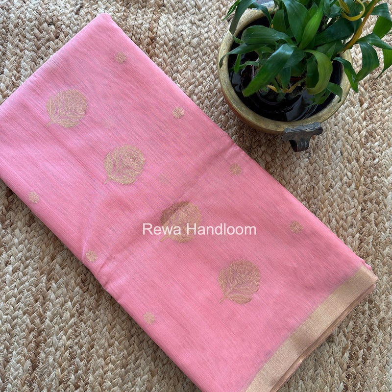 Baby Pink Chanderi Butta Zari Border Saree BSC09