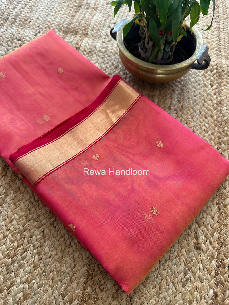 Pink Chanderi Butta Katan Silk Saree CBSS01