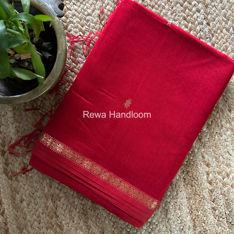 Red Star Butti Maheshwari Saree SSB037