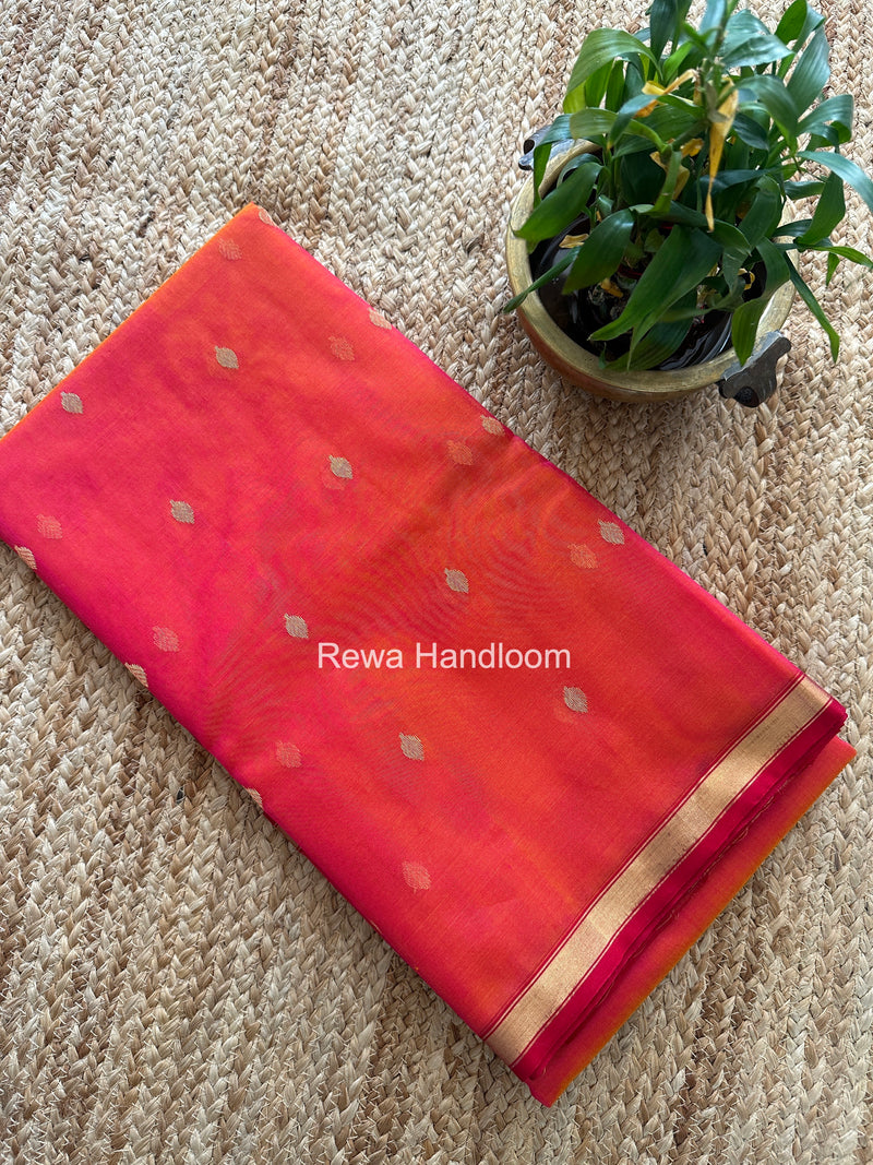 Fuchsia Pink Chanderi Butta Katan Silk Saree CBSS05