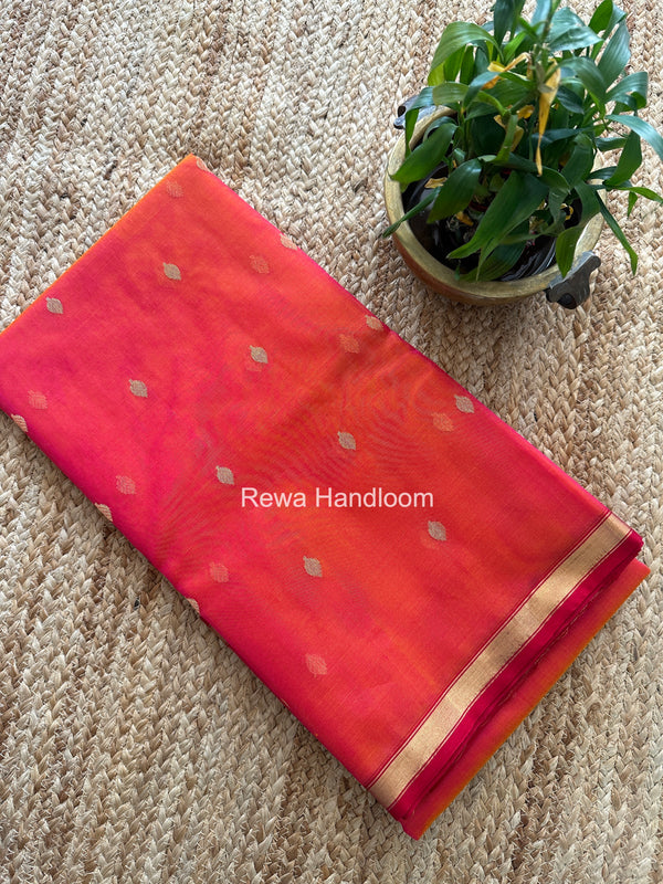 Fuchsia Pink Chanderi Butta Katan Silk Saree CBSS05