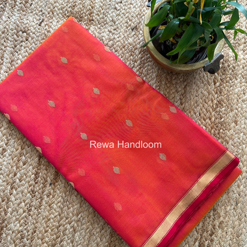 Fuchsia Pink Chanderi Butta Katan Silk Saree CBSS05