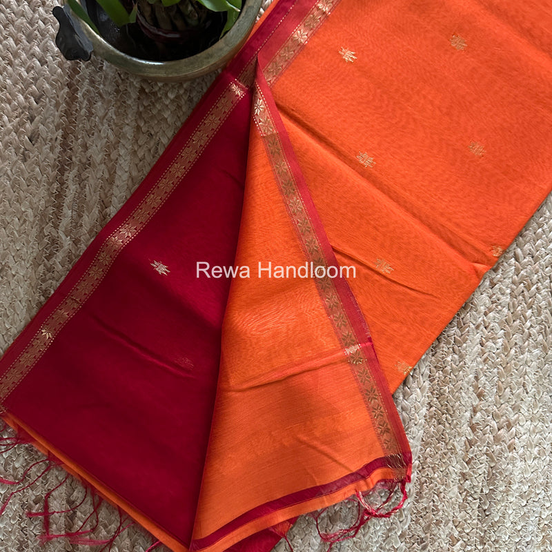Red Star Butti Maheshwari Saree SSB037