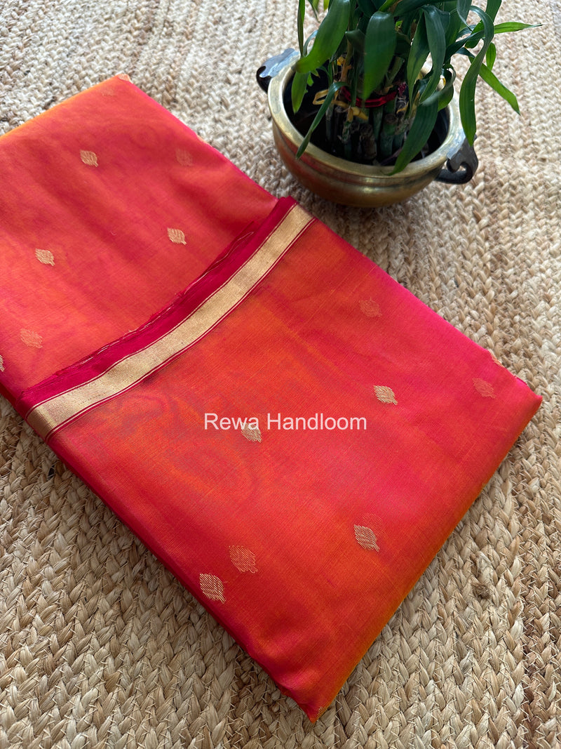 Fuchsia Pink Chanderi Butta Katan Silk Saree CBSS05