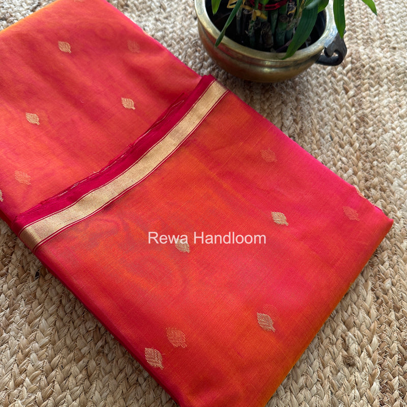 Fuchsia Pink Chanderi Butta Katan Silk Saree CBSS05