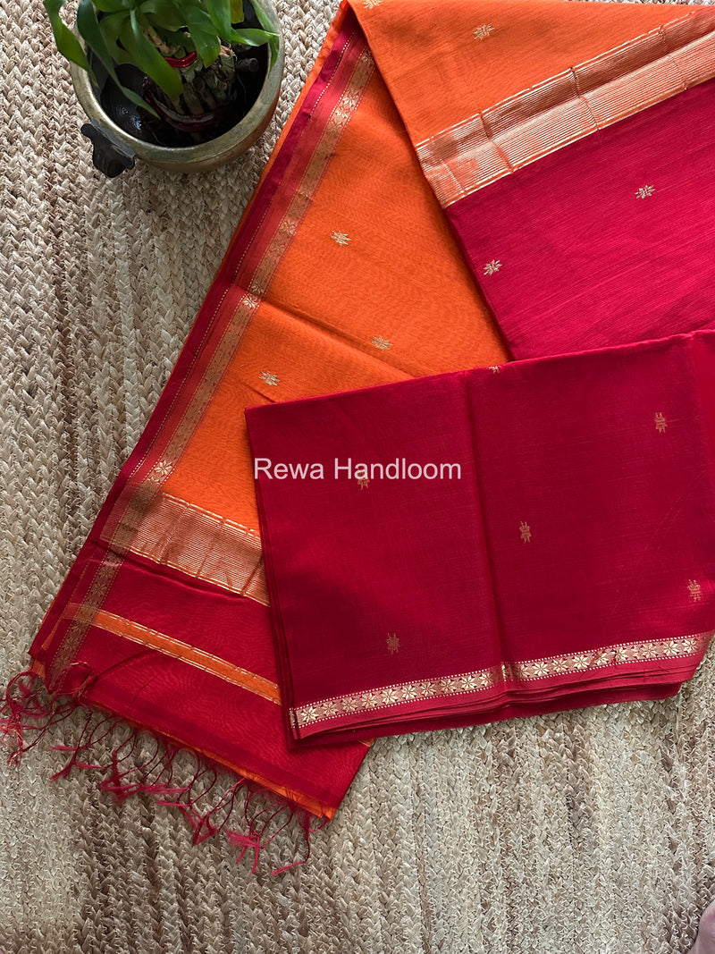 Red Star Butti Maheshwari Saree SSB037