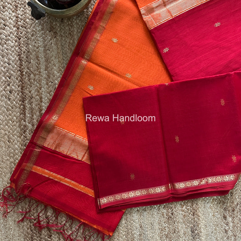 Red Star Butti Maheshwari Saree SSB037