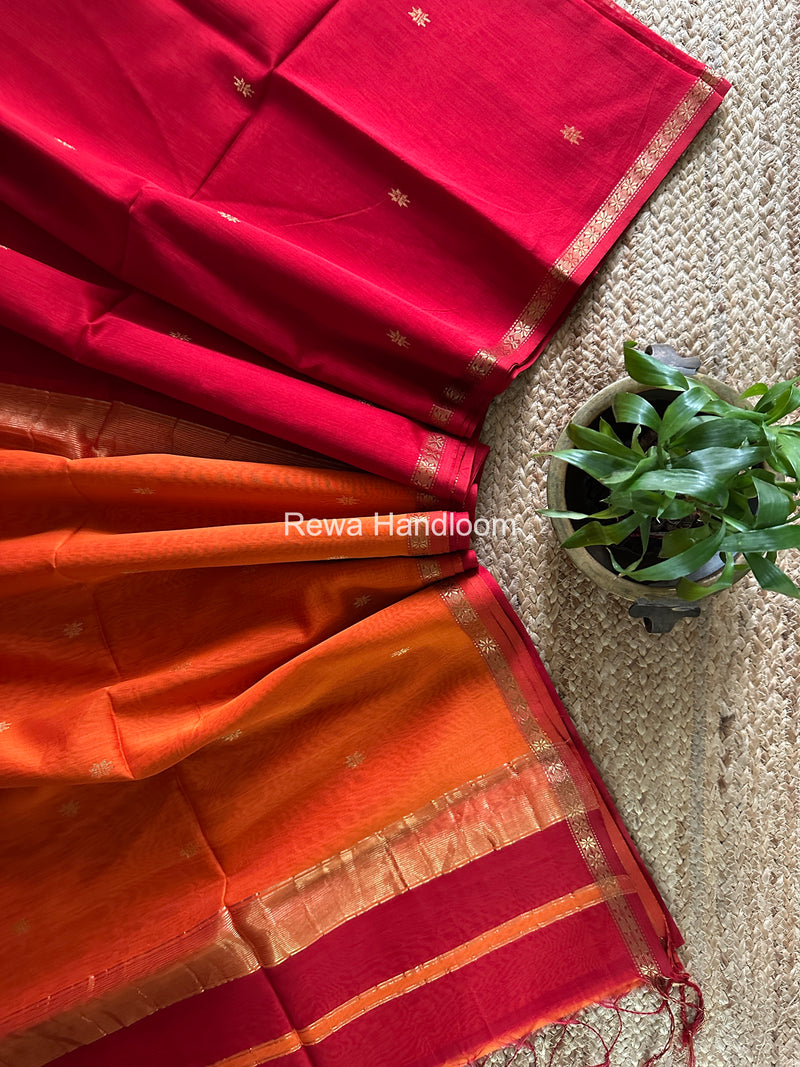Red Star Butti Maheshwari Saree SSB037
