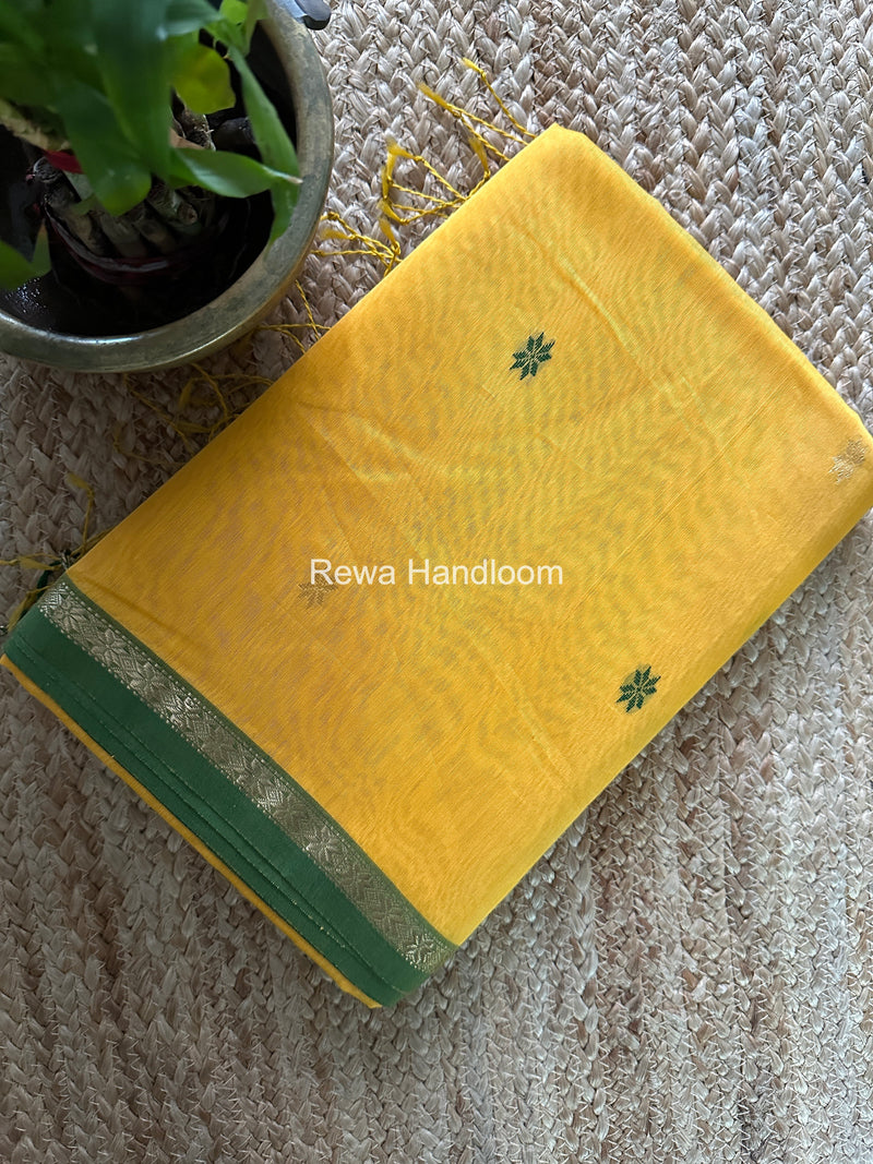 Mango Yellow Star Butti Maheshwari Saree SSB036