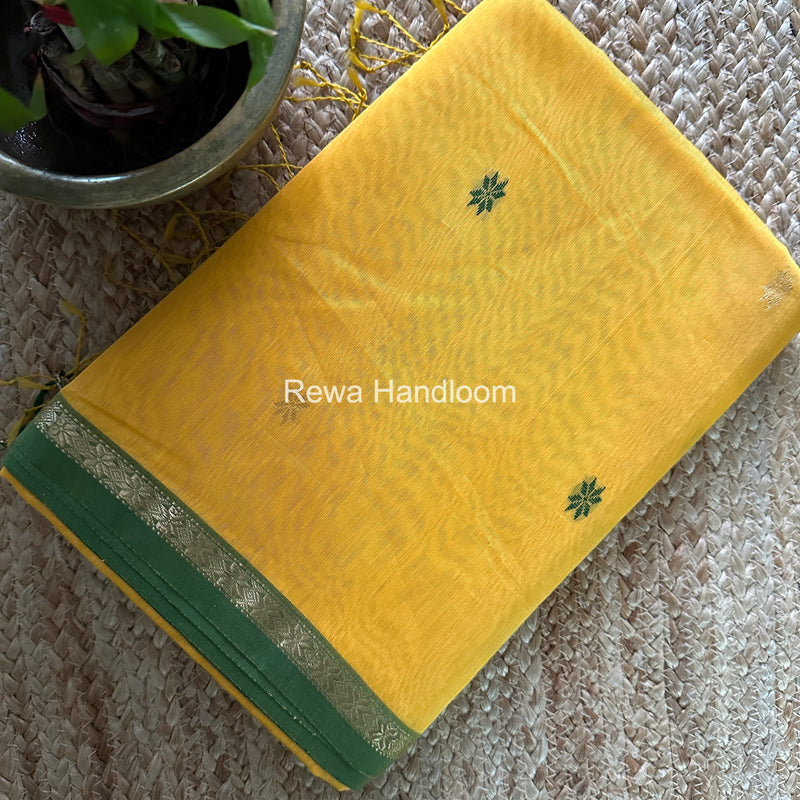 Mango Yellow Star Butti Maheshwari Saree SSB036
