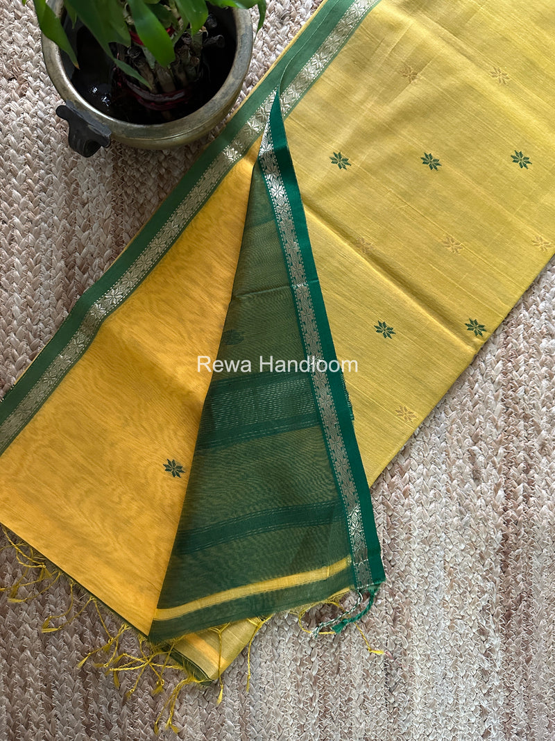 Mango Yellow Star Butti Maheshwari Saree SSB036