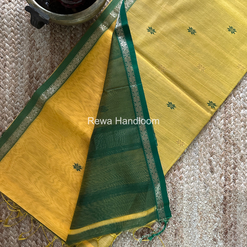 Mango Yellow Star Butti Maheshwari Saree SSB036