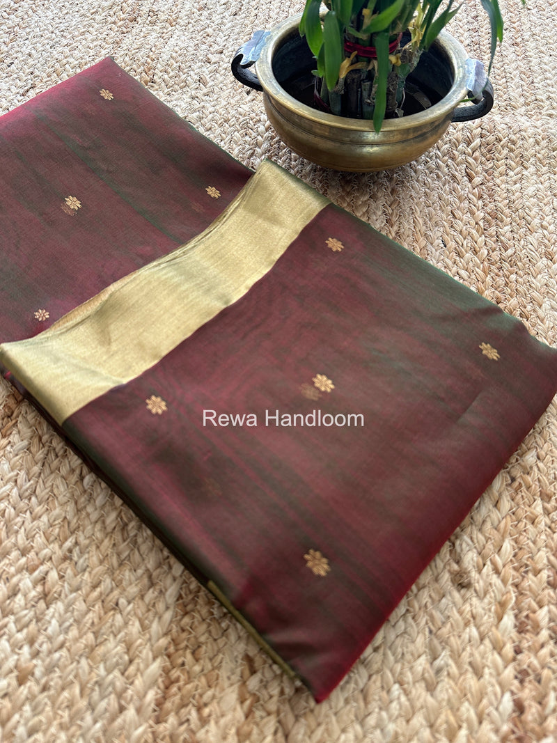 Bottle Green Chanderi Butta Katan Silk Saree CBSS02