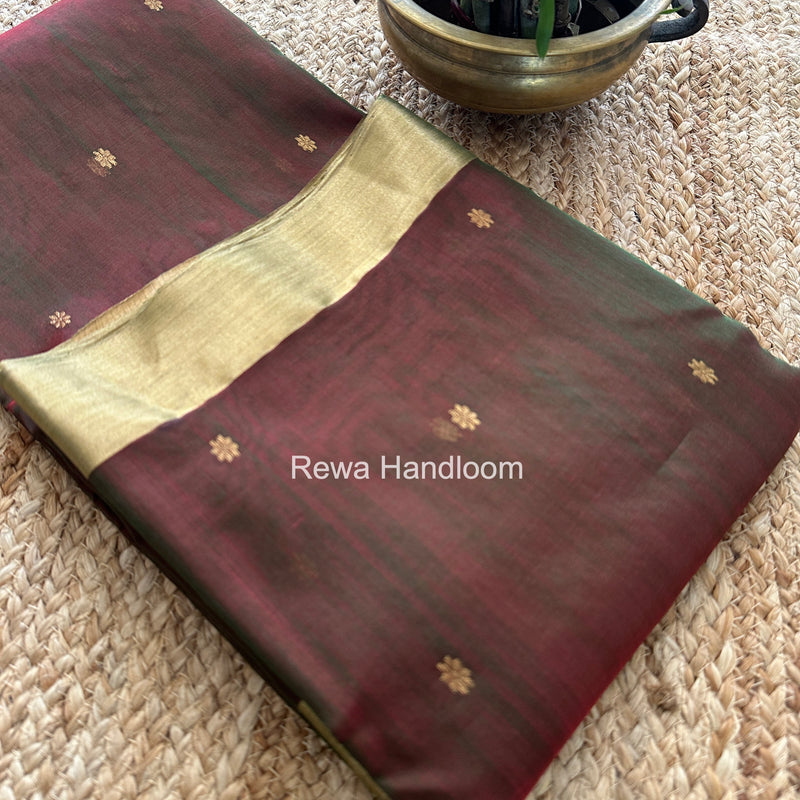 Bottle Green Chanderi Butta Katan Silk Saree CBSS02