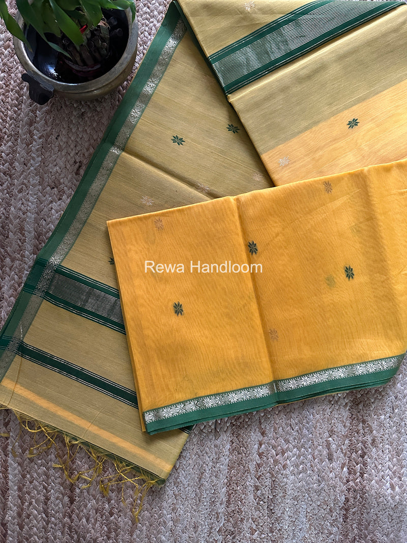 Mango Yellow Star Butti Maheshwari Saree SSB036