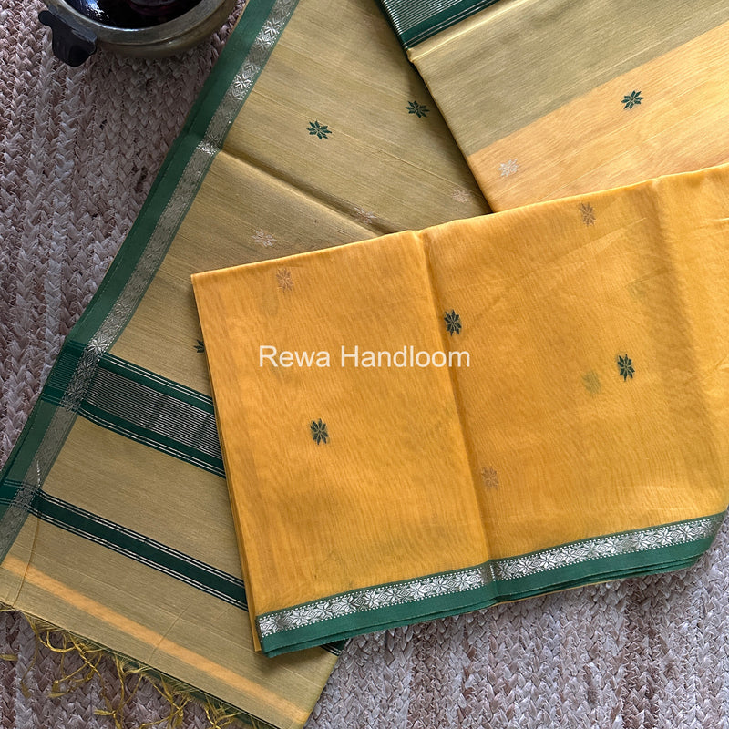 Mango Yellow Star Butti Maheshwari Saree SSB036