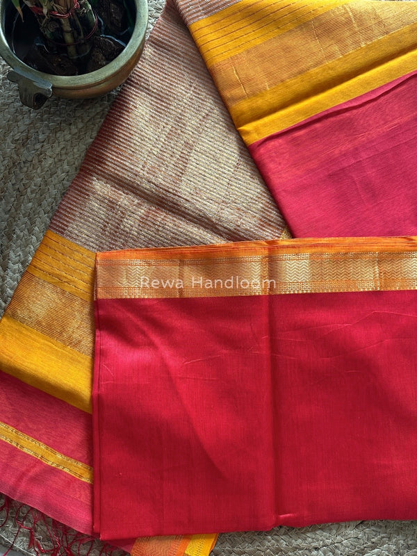 Maheshwari Fuchsia Red Gichha Pallu Saree GP049