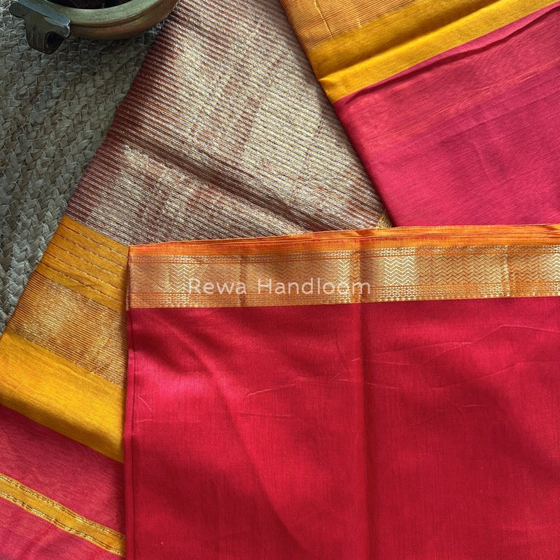 Maheshwari Fuchsia Red Gichha Pallu Saree GP049