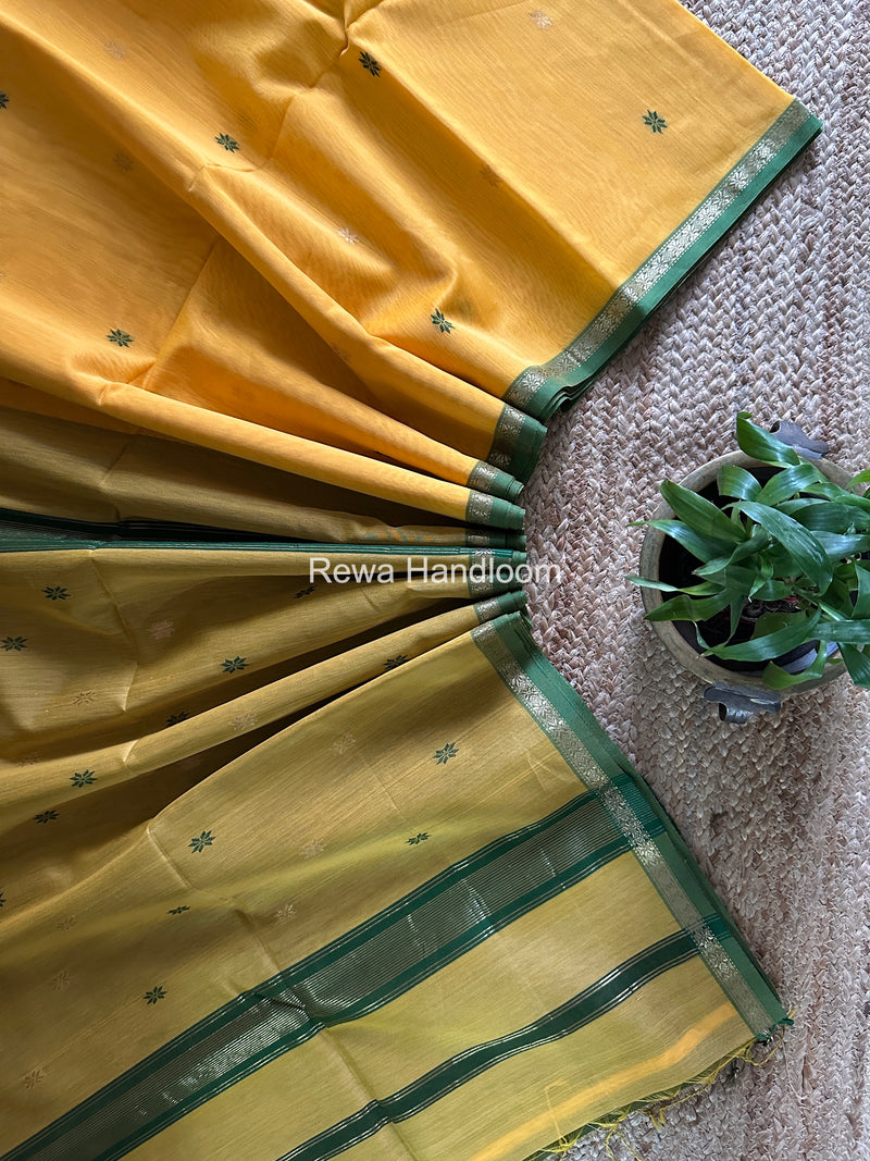 Mango Yellow Star Butti Maheshwari Saree SSB036