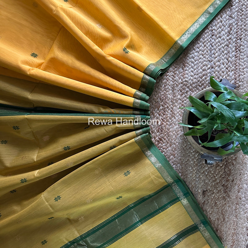 Mango Yellow Star Butti Maheshwari Saree SSB036