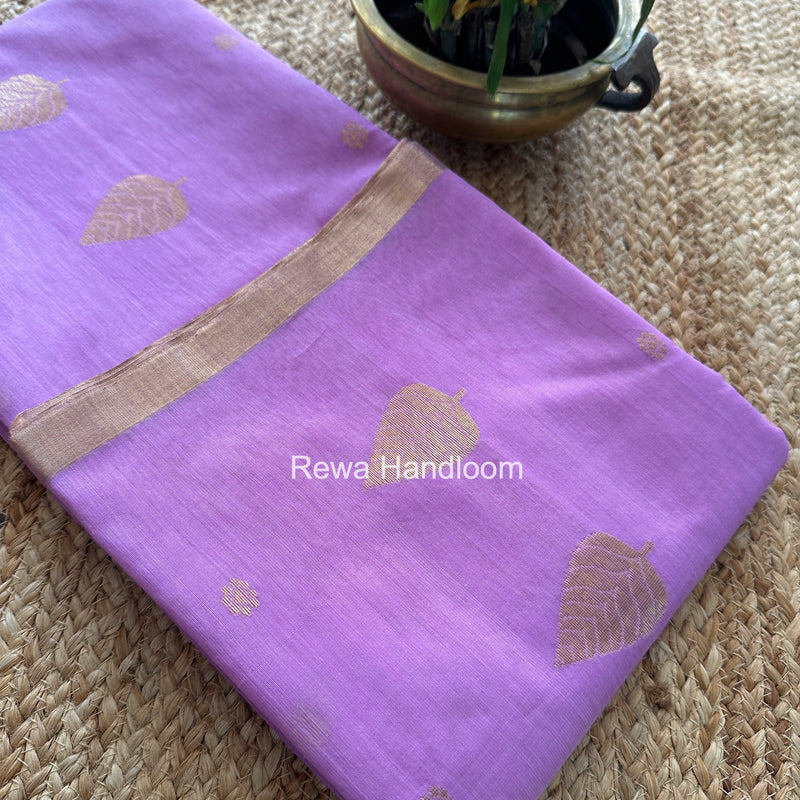 Lavender Chanderi Butta Zari Border Saree BSC06