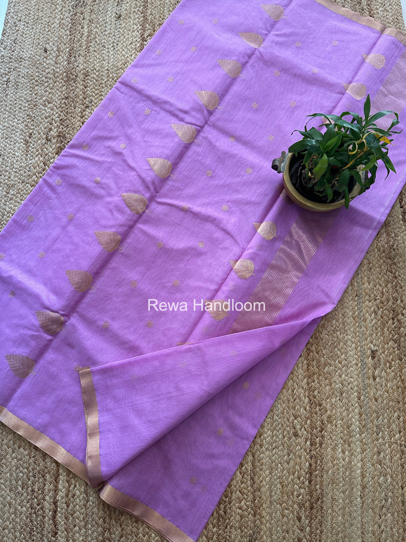 Lavender Chanderi Butta Zari Border Saree BSC06