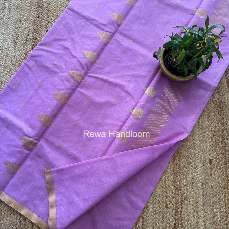 Lavender Chanderi Butta Zari Border Saree BSC06
