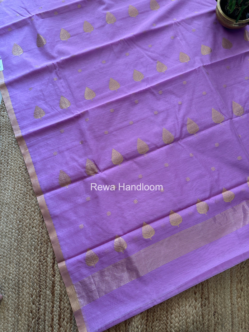 Lavender Chanderi Butta Zari Border Saree BSC06