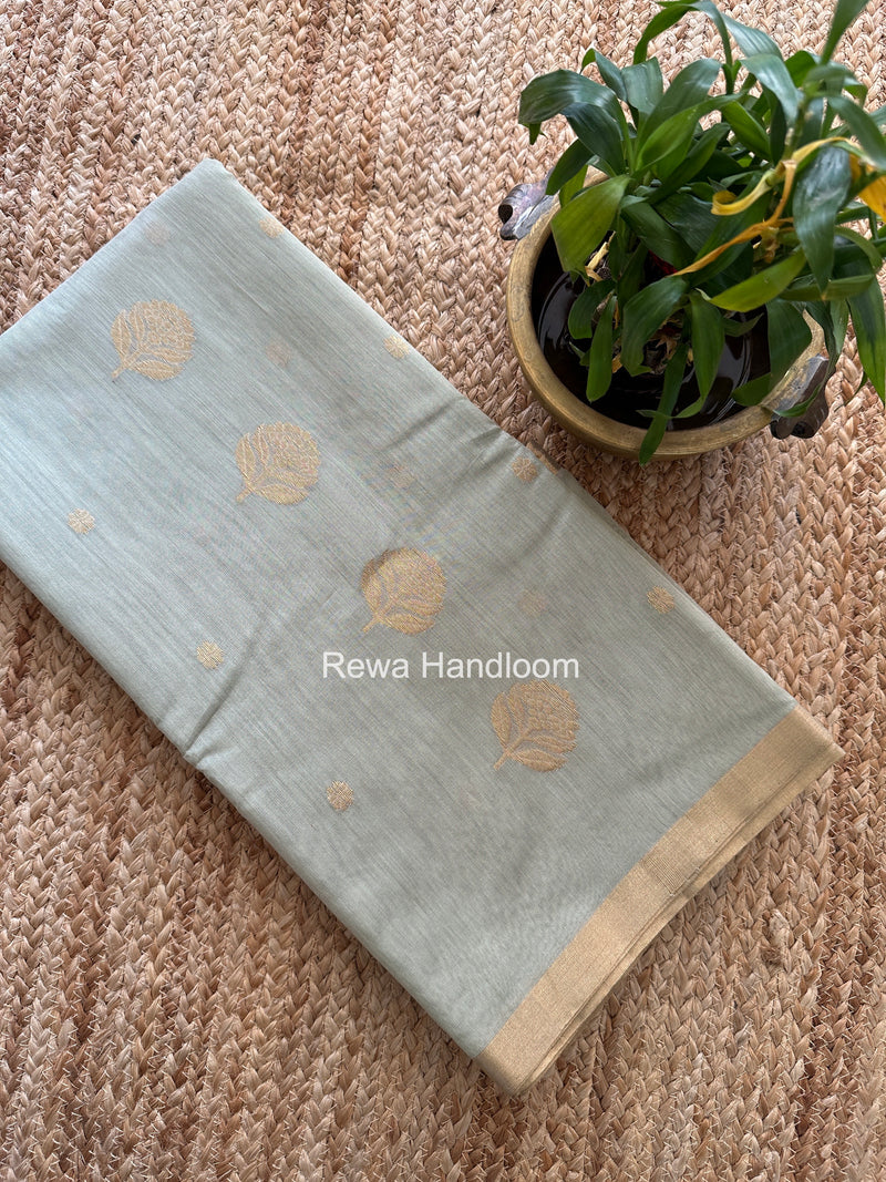 Light Pista Green Chanderi Butta Zari Border Saree BSC04