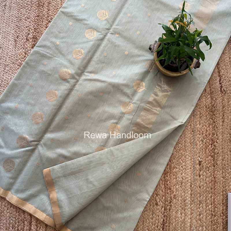 Light Pista Green Chanderi Butta Zari Border Saree BSC04