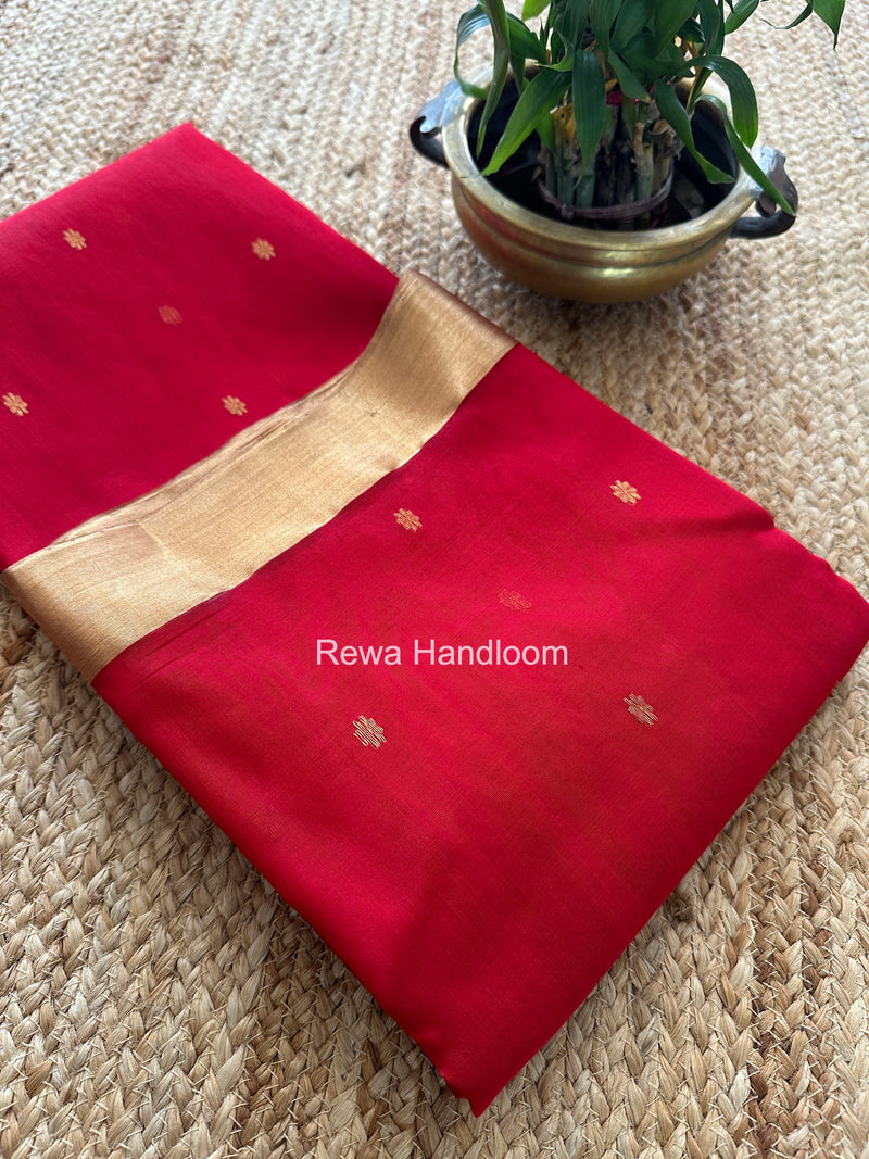 Red Chanderi Butta Katan Silk Saree CBSS07