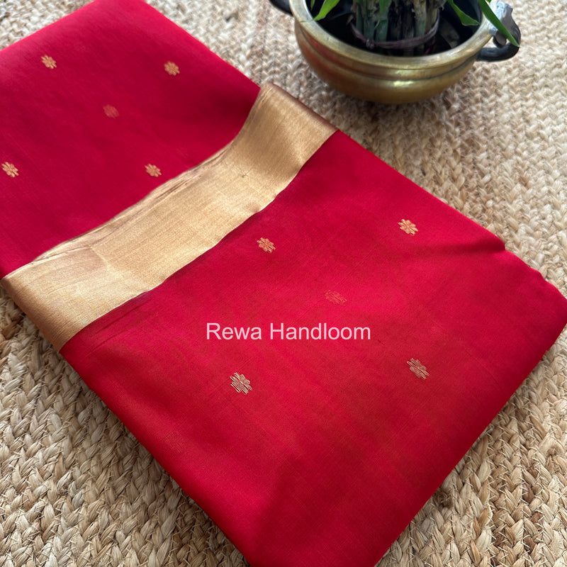 Red Chanderi Butta Katan Silk Saree CBSS07