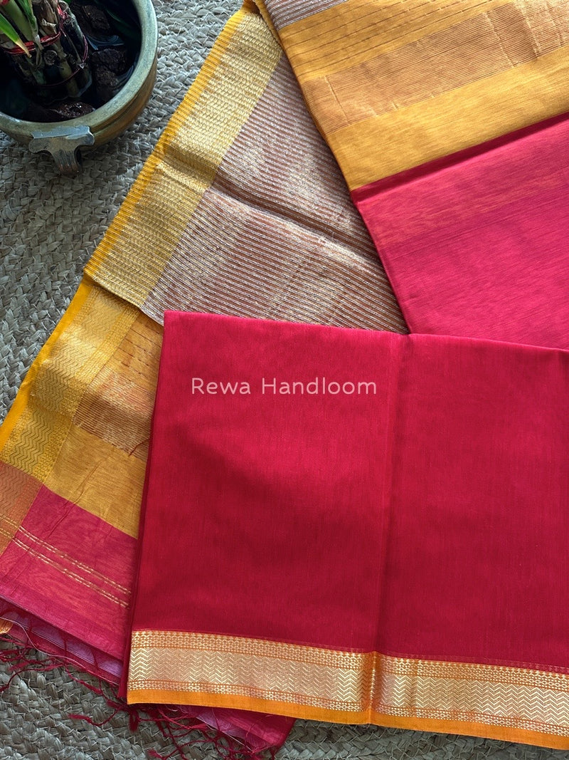 Maheshwari Red Gichha Pallu Saree GP043