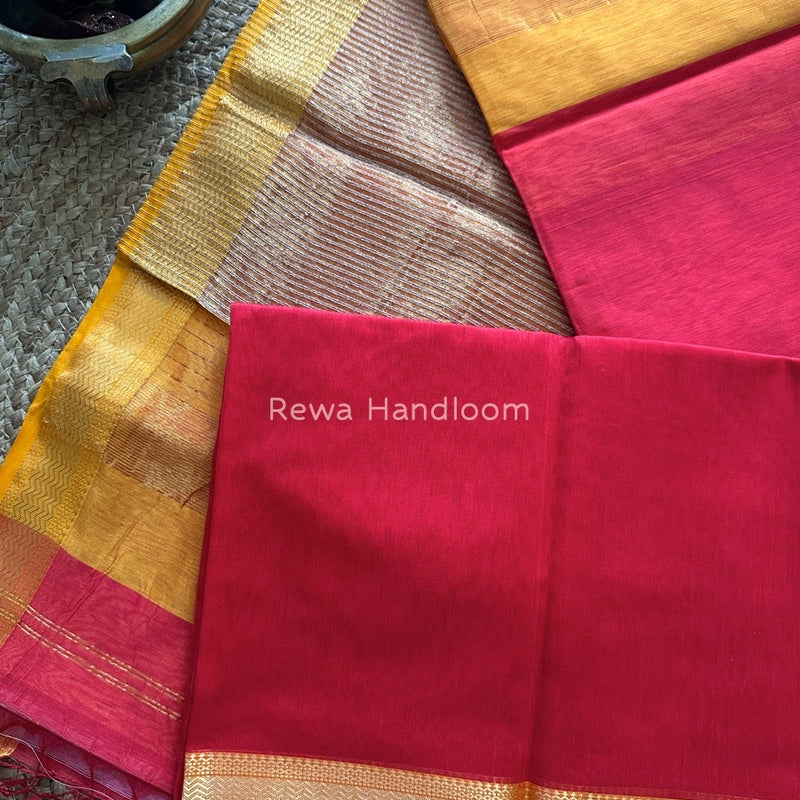 Maheshwari Red Gichha Pallu Saree GP043